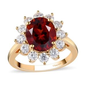 NWT Brazilian Cherry Citrine and Moissanite Sunburst Ring Size 8